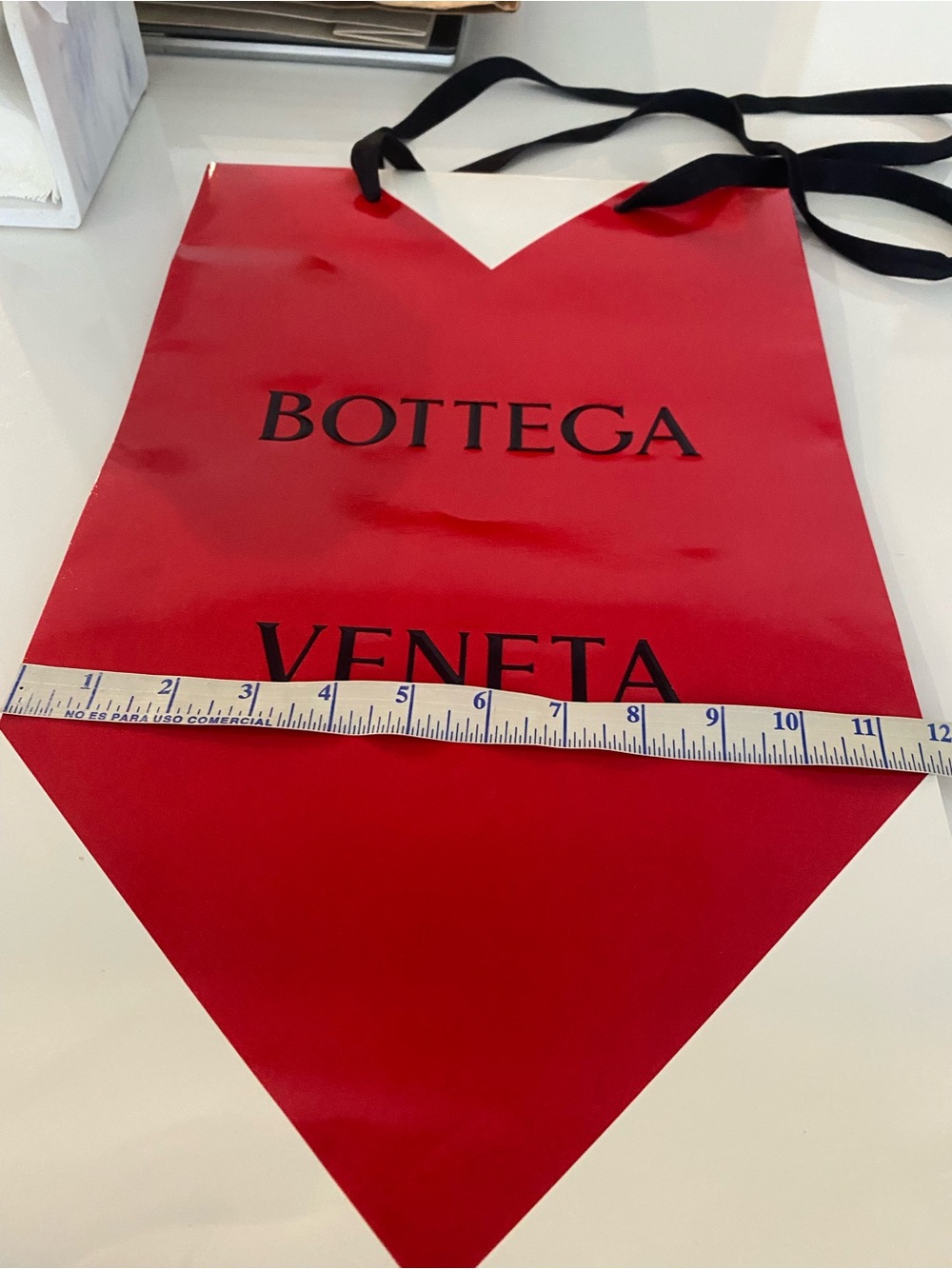 Bottega Veneta Red Glossy Tote with Black Ribbon Handles
